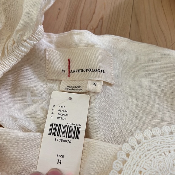 Linen cropped puff sleeve top from Anthropologie - Picture 2 of 2